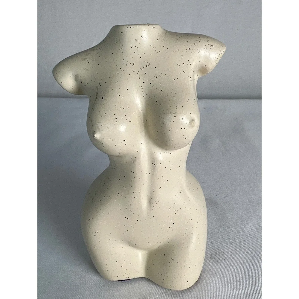 Speckled Unbranded Female Torso Bud Vase Unisex Small Cream Excellent